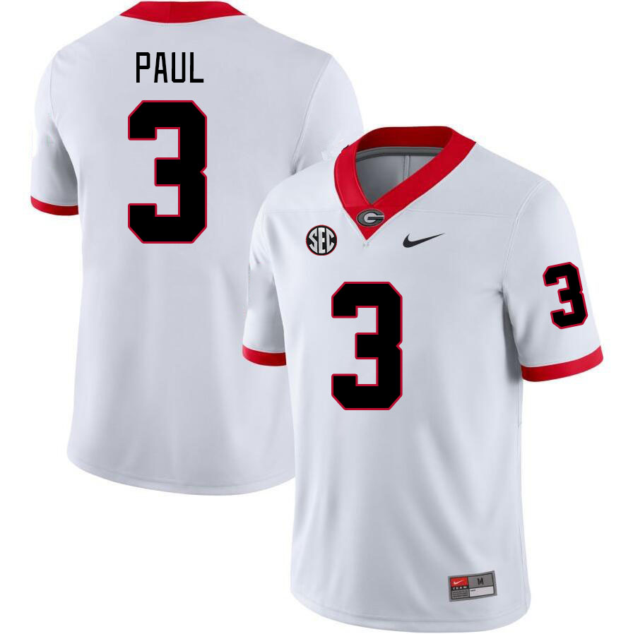 Men #3 Andrew Paul Georgia Bulldogs College Football Jerseys Stitched-White
